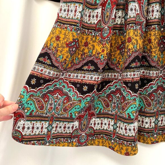 Anthropologie Maeve Womens Arborea Mini Dress Size 10 Boho Paisley Cute Preppy - Picture 6 of 10
